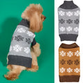 Brown and grey snowflake pattern dog Christmas sweater for winter holiday occasions