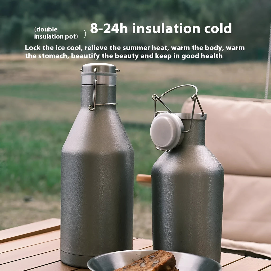 Stainless steel thermal pot with large capacity and portable handle