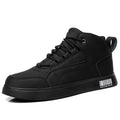 Men's white mid-top casual board shoes with rubber soles and lace-up design.