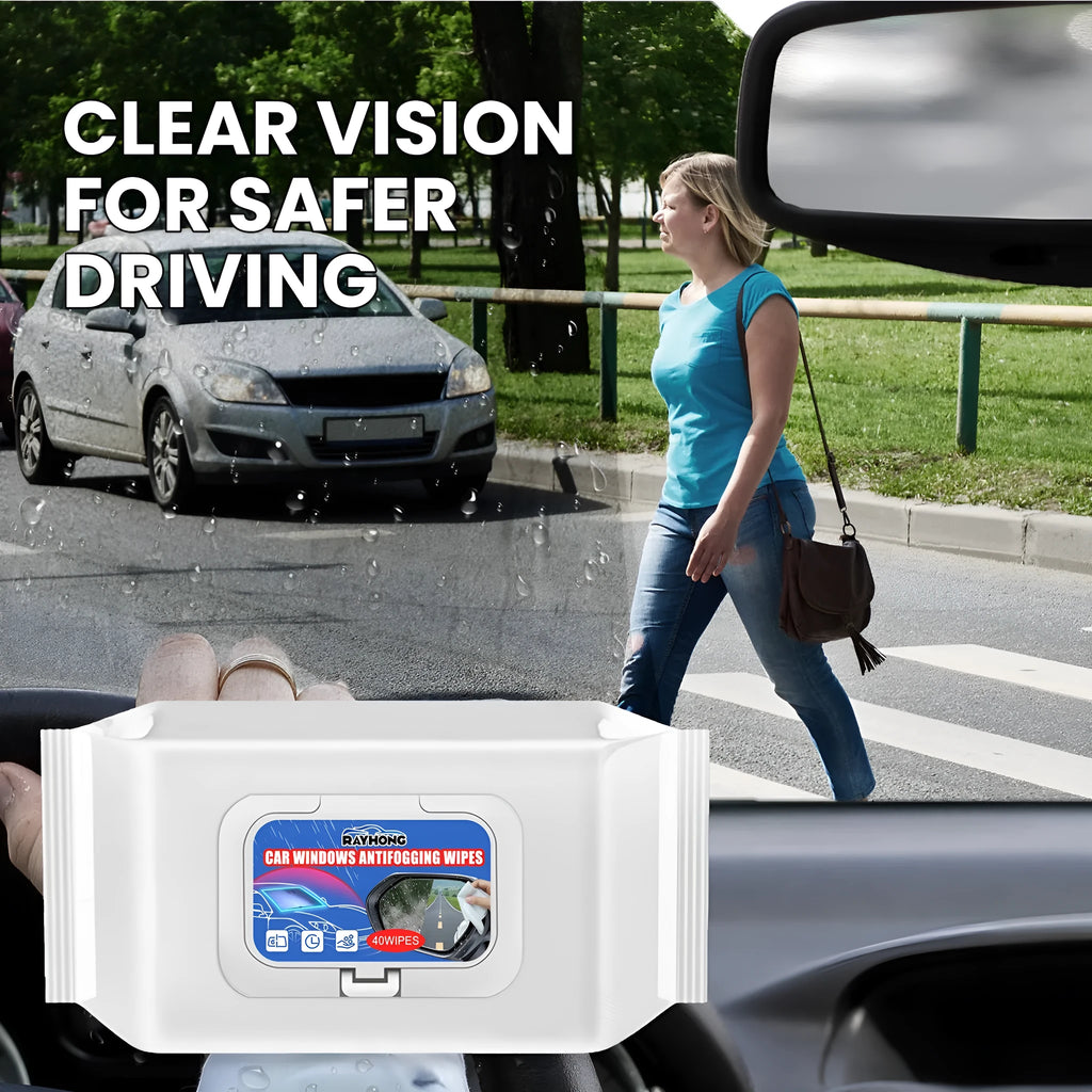 Pack of 40 car anti-fog rain treatment wipes on non-woven fabric