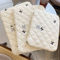 Nylon laptop storage bag with embroidered rhombus bow design in multiple colour options