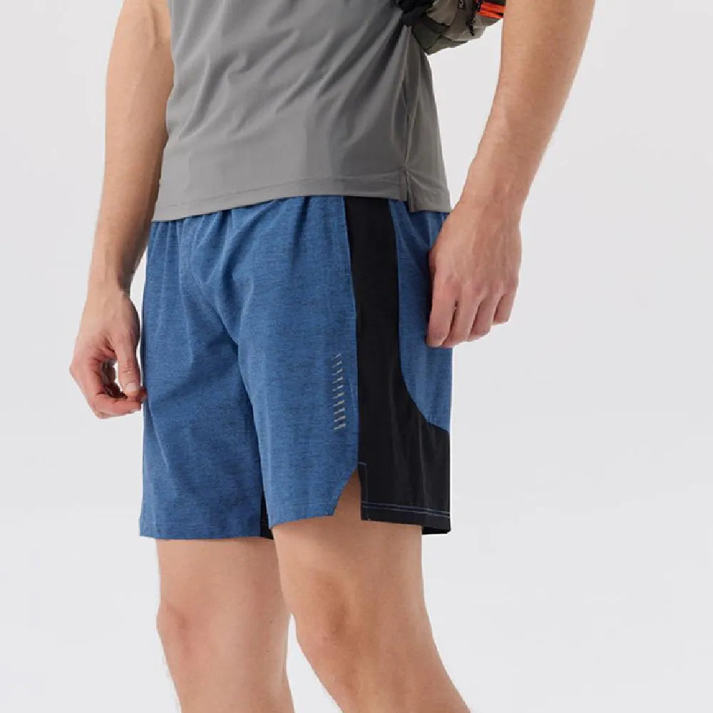 Men's forest green five-point spandex casual shorts on a mid-waist fit.
