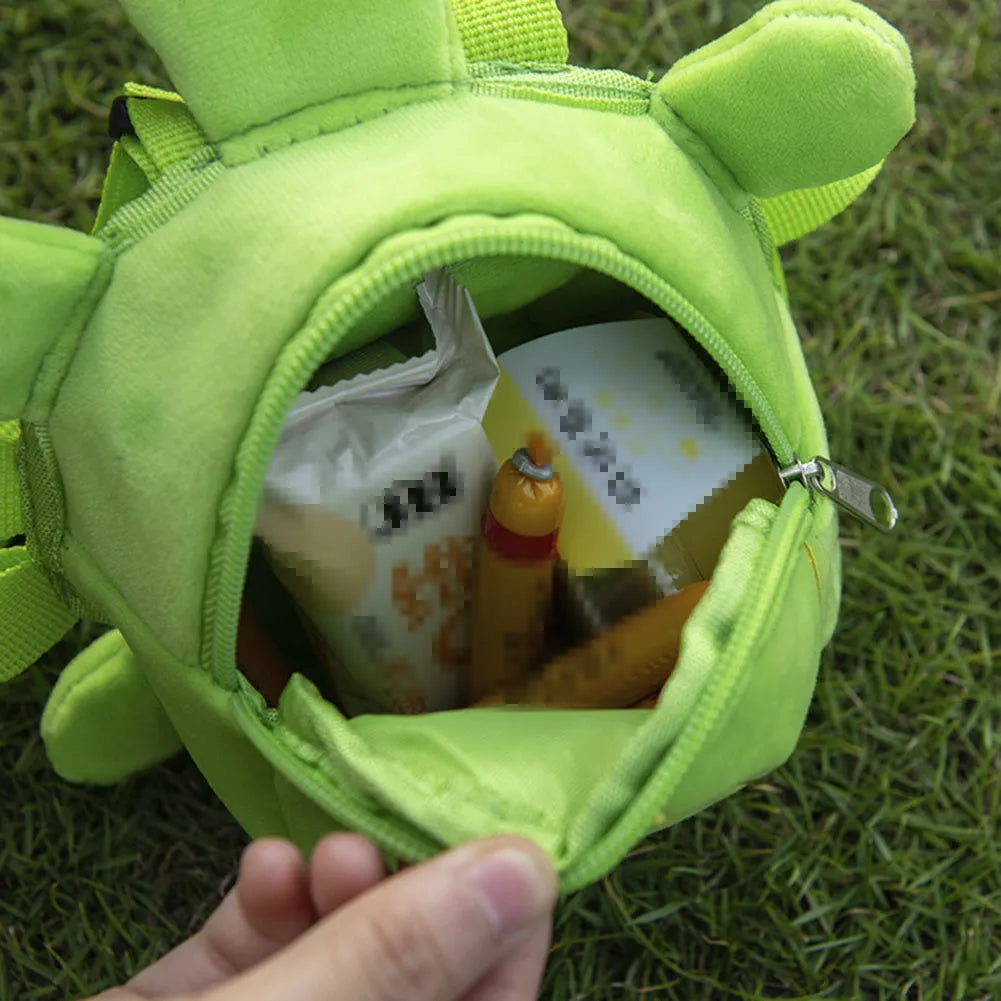 Turtle-shaped dog backpack harness vest in velvet fabric with metal zipper