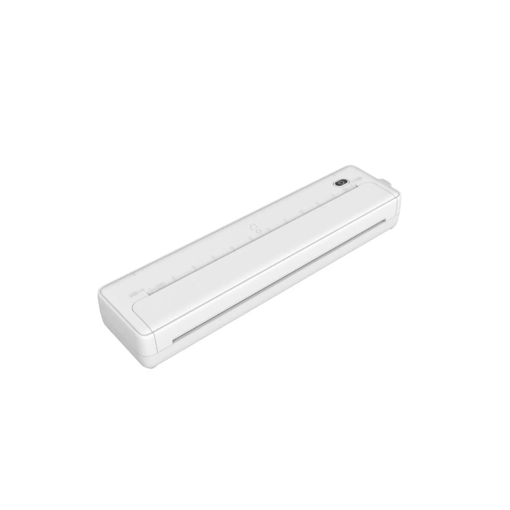 Black and white A4 portable Bluetooth printer with compact 28cm design for wireless mobile printing