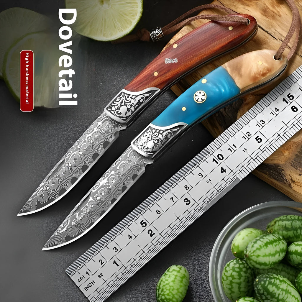 VG10 stainless steel folding portable knife in blue or red handmade national style
