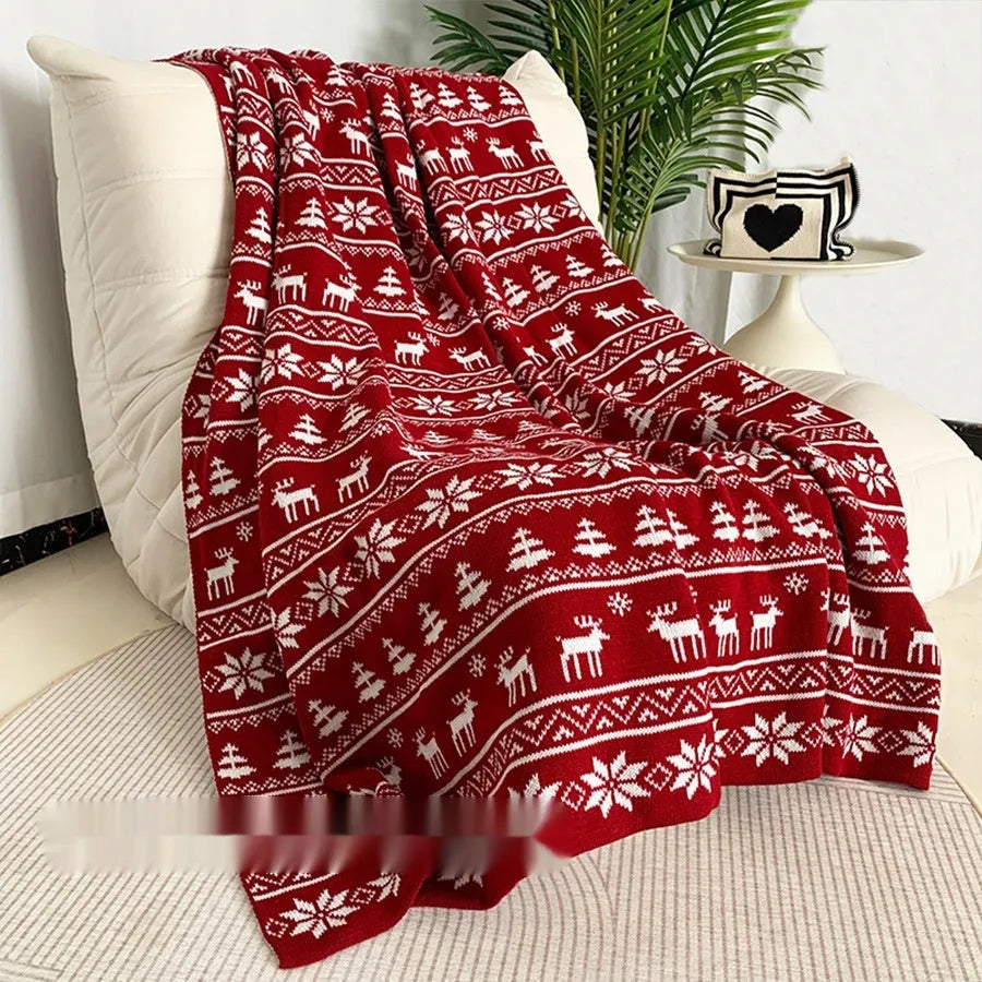 Personalised acrylic Christmas blanket with snowflake or reindeer pattern.