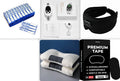 White sleep aid device with handheld remote control showing 20 intensity levels and USB charging cable