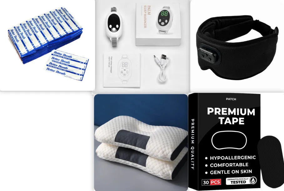White sleep aid device with handheld remote control showing 20 intensity levels and USB charging cable