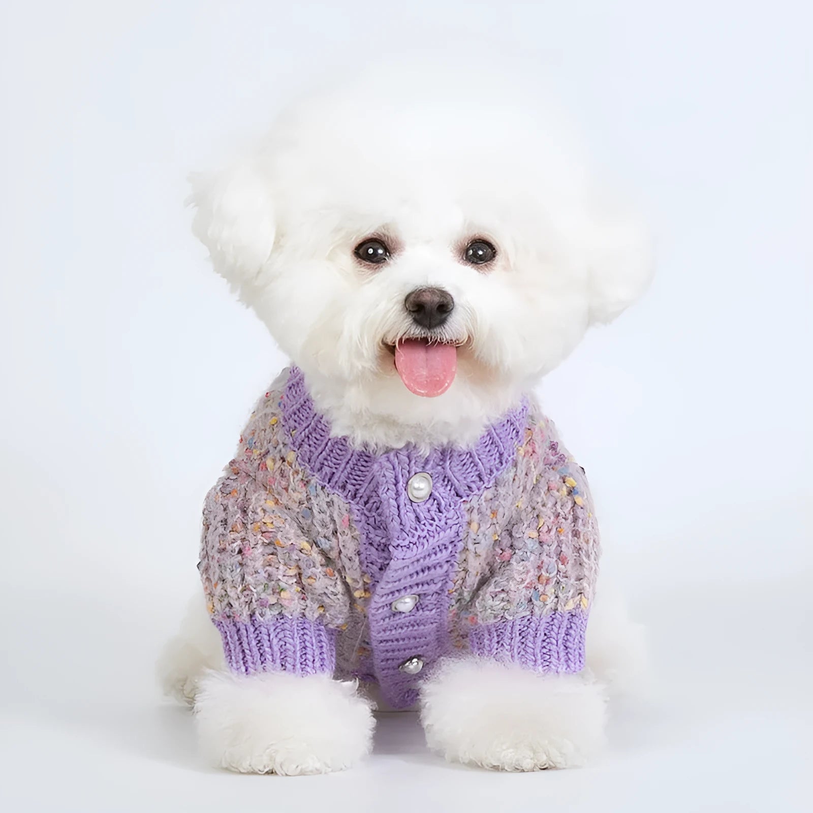 Purple polyester dog cardigan sweater for XL and XXL pets