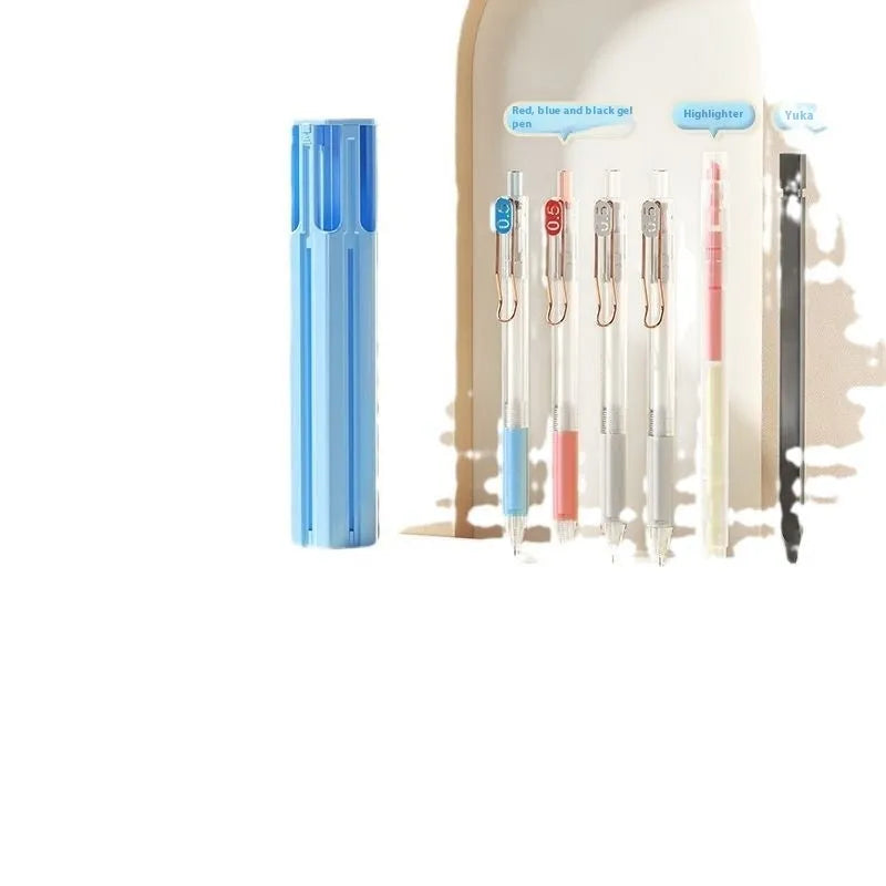 Six Pens Pencil Box Kit in plastic construction with multiple colour options