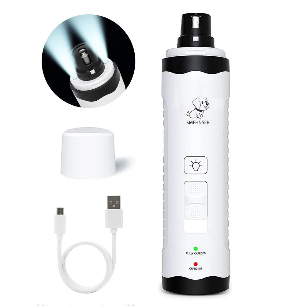 Automatic electric nail trimmer for dogs with LCD display and dust collection port.