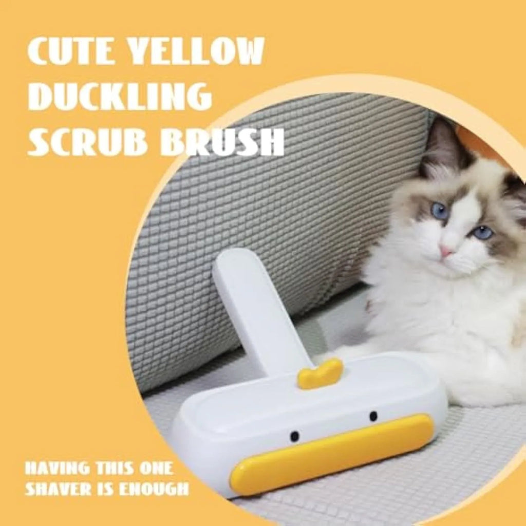 Yellow duck design portable pet hair remover with plastic body and polyester bristles