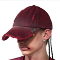 Rose red cotton peaked cap with adjustable back for spray painting protection