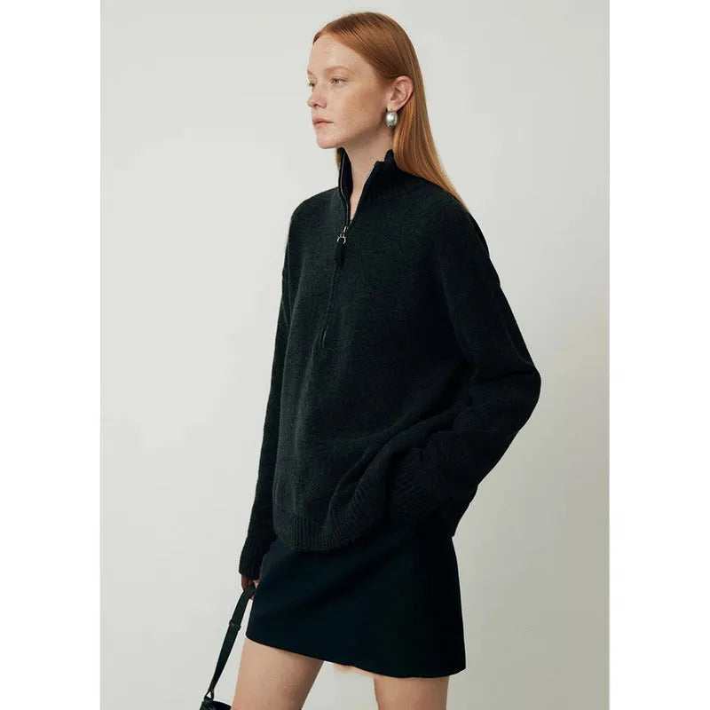 Wool bandage dress in loose fit with long sleeves in black or grey