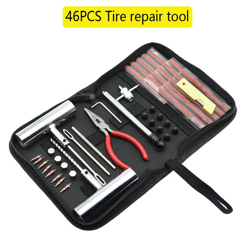 45 steel tyre repair tools in 32x20x5 cm cloth bag for car, motorcycle and bicycle puncture repair