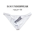 Low-waist triangle shorts in briefs style made from white, black, or orange polyester plain weave fabric.