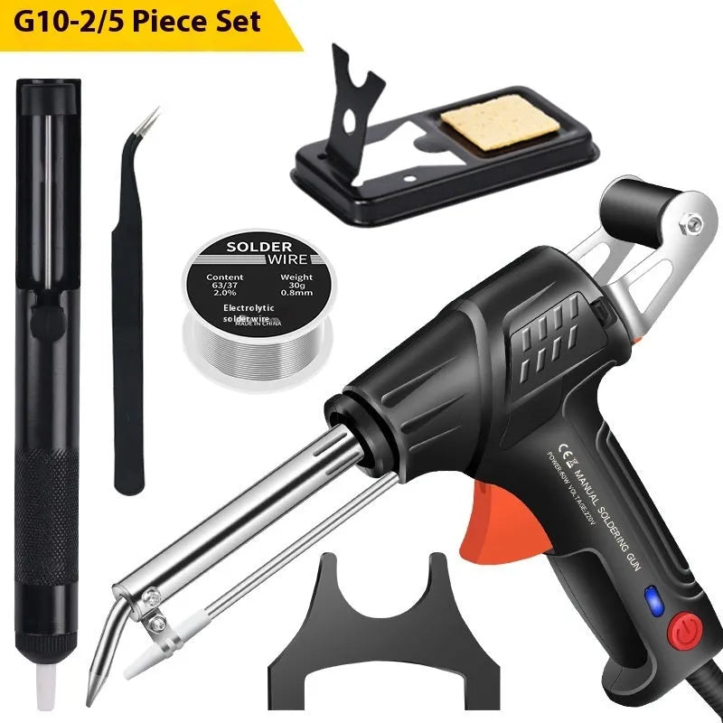 G102 soldering gun with light black alloy 5-piece set for electronic repair work