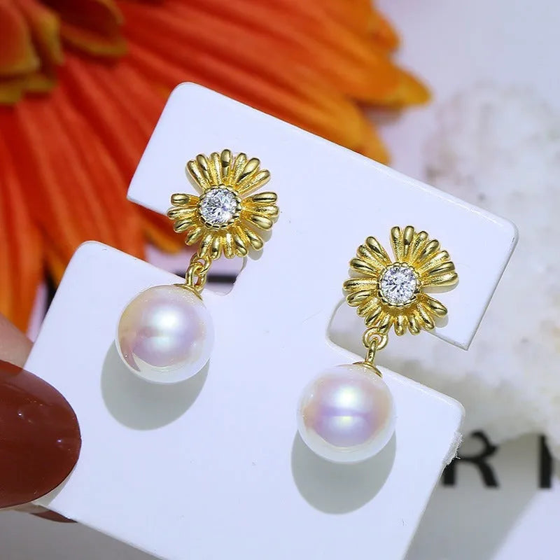 Baroque floral earring holder and earrings set in 925 sterling silver.