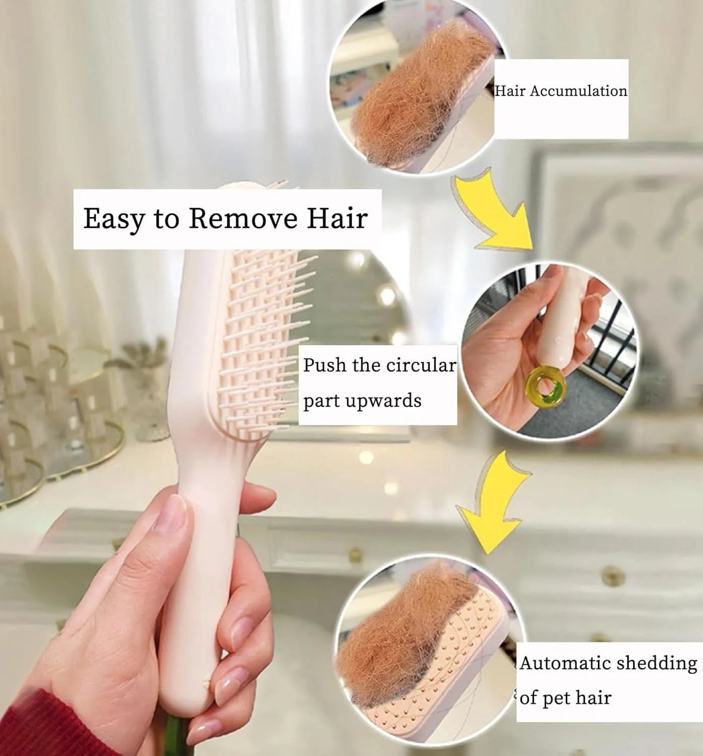 Dual-sided dog grooming brush for small breeds with soft bristles in blue colour