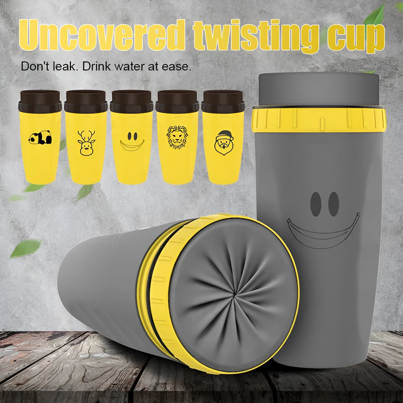 Twist-top double wall insulation travel cup with silicone membrane seal in cartoon design