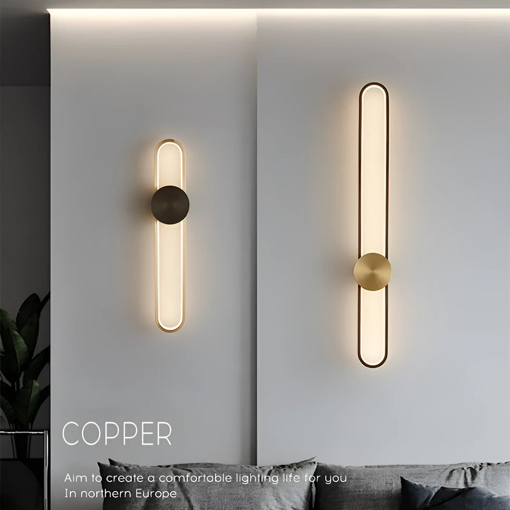 Round modern wall lamp with iron shade in black or gold finish, 60cm diameter.