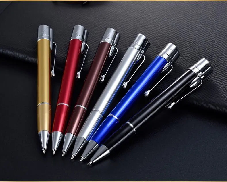 Metal refillable jet pen lighter with windproof torch flame in silver finish