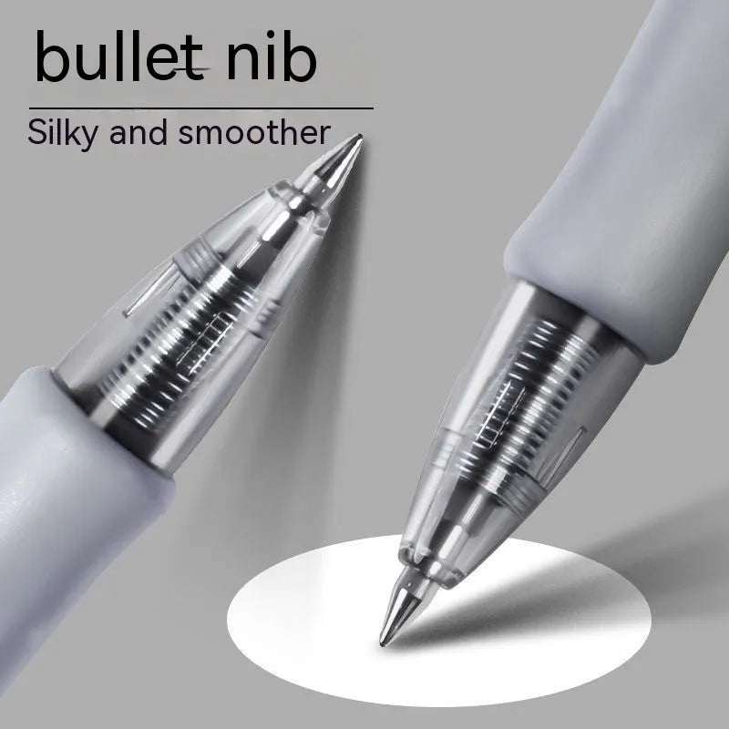 A neutral-style refillable gel pen with black, red, and blue ink and a 0.5mm tip.