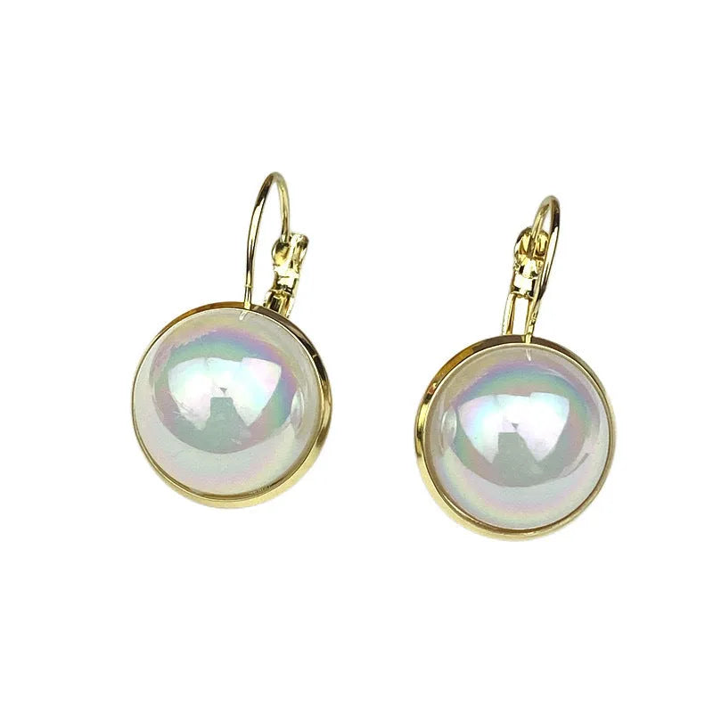Colourful mermaid pearl ear clips with anti-lost metal geometric design