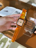 Transparent Apple Watch strap in brown colour compatible with Series 1-7 and SE models