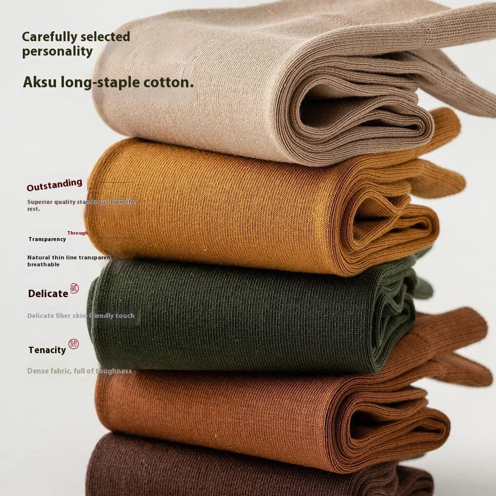 Pure cotton mid-calf business socks for men in solid colours with sweat absorption properties