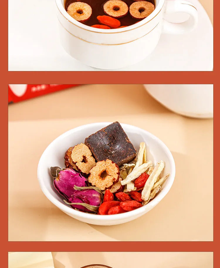 150g box of brown sugar ginger and jujube tea blend with red dates, wolfberries and natural ingredients