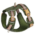 Brown explosion-proof reflective leather chest harness for a dog on a white background