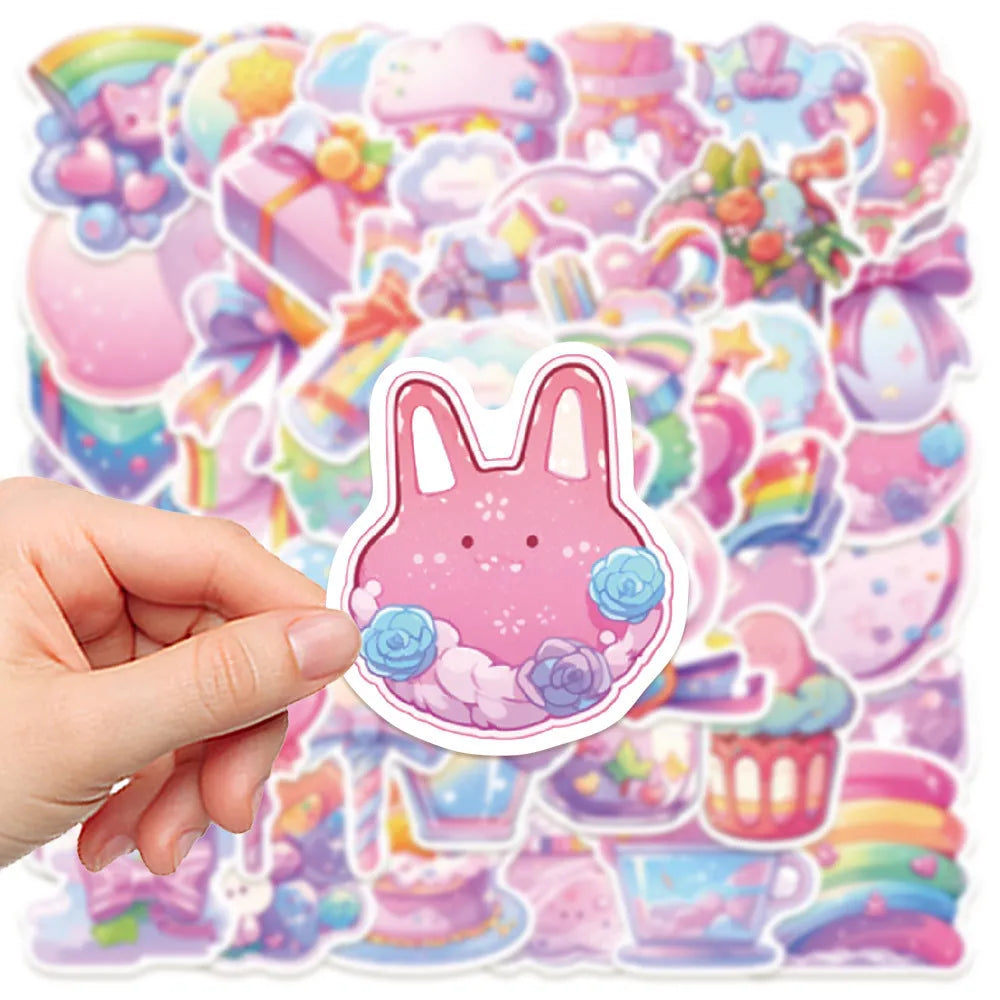 Pack of 50 fresh candy design waterproof stickers for journal decoration, each measuring 4-7cm.