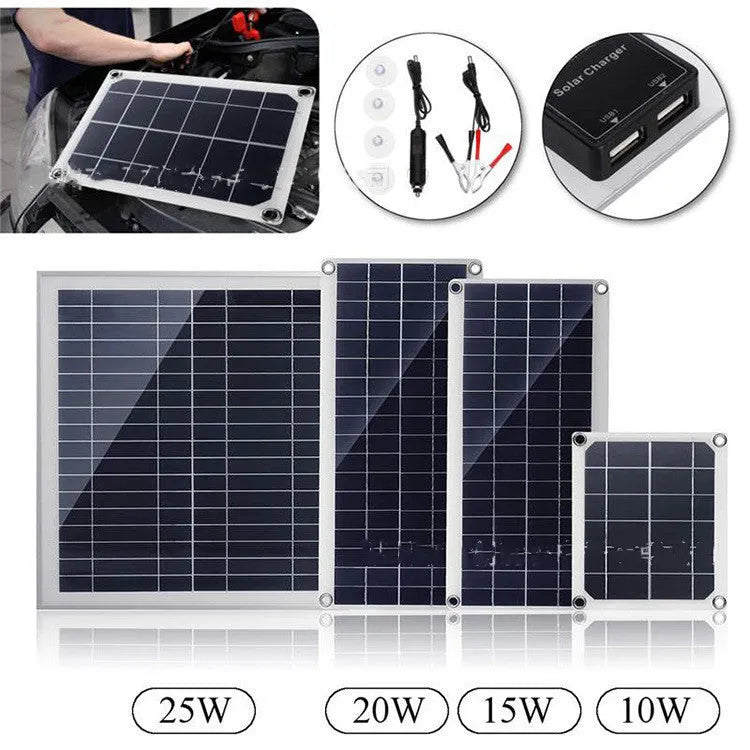 Polysilicon solar panel charger with dual USB ports for outdoor device charging