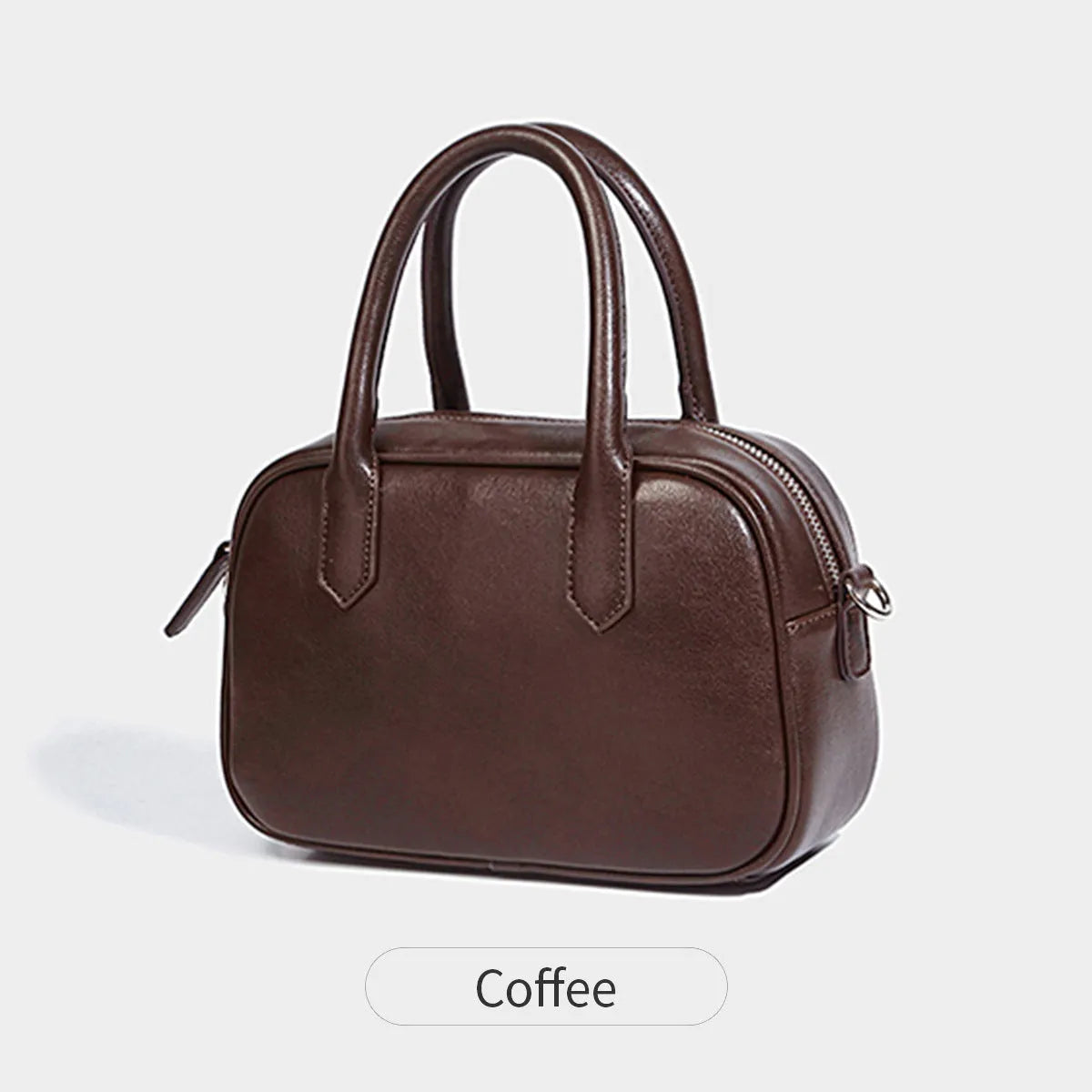 Retro small square shoulder messenger bag in black PU leather with horizontal design