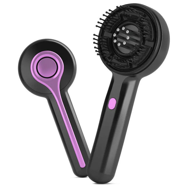 USB head massage tingler comb with two-speed mechanical control in grey, black or red colours
