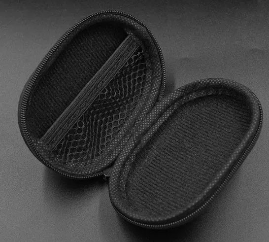 Black leather oval-shaped earphone storage bag for EDX PRO and compatible models.