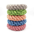 Cotton string braided ring dog toy with knotted design measuring approximately 18cm