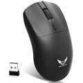 Black wireless mouse with three DPI settings and audio control button for laptop use