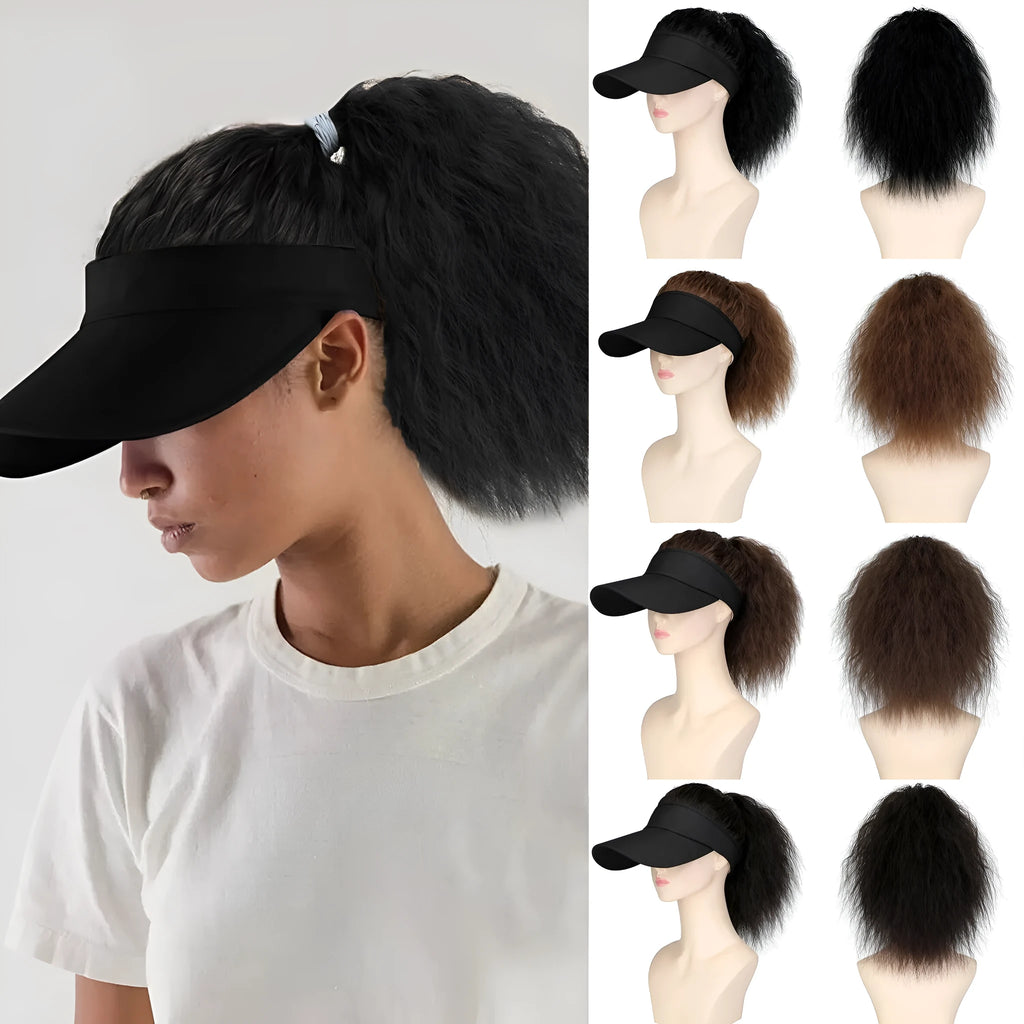 Women's domestic silk short wig with horse tail waves roll hood in various natural colours