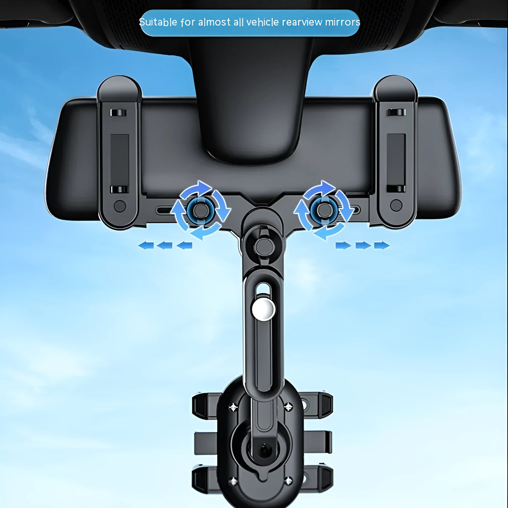 ABS automobile rear view mirror bracket with universal design and folding rod mechanism