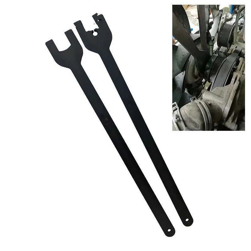 Two-piece Land Rover fan support wrench set showing 36mm and 40mm alloy steel spanners.