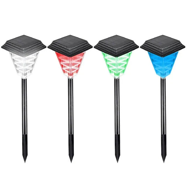 Solar garden light with colour changing LEDs for outdoor pathway and patio lighting
