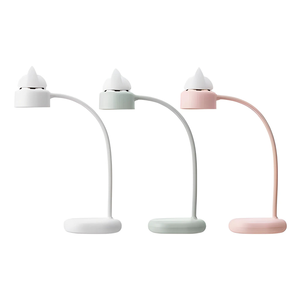 White LED clip desk lamp with touch control and USB charging cable