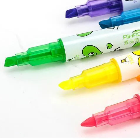 Set of six double-headed watercolour highlighters showing pink, orange, yellow, green, blue, and purple colours.