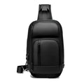 Black medium outdoor shoulder bag with square shape and air cushion strap