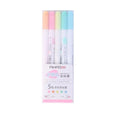 Set of five double-head highlighter gel pens with plug-in caps in assorted colours for study and office use