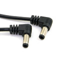 Black 90-degree double bend DC power extension cable 60cm length with tuning fork connectors