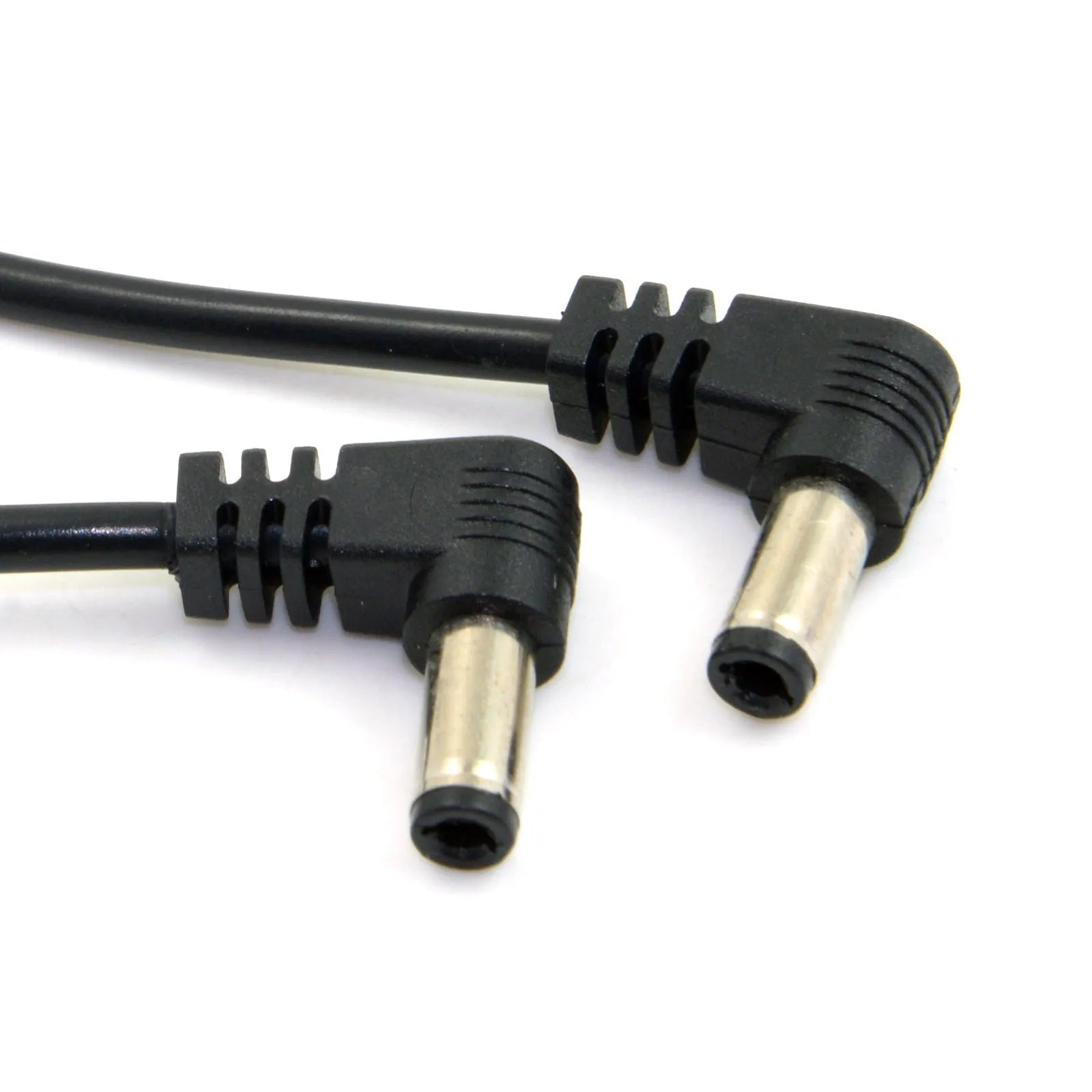 Black 90-degree double bend DC power extension cable 60cm length with tuning fork connectors