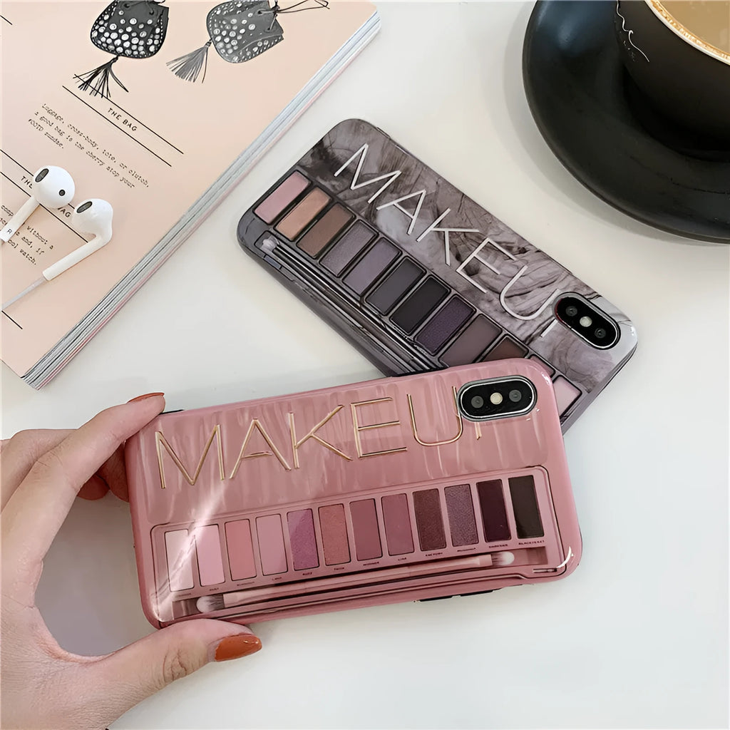 Eye shadow pattern silicone case for iPhone in flesh or grey colour.